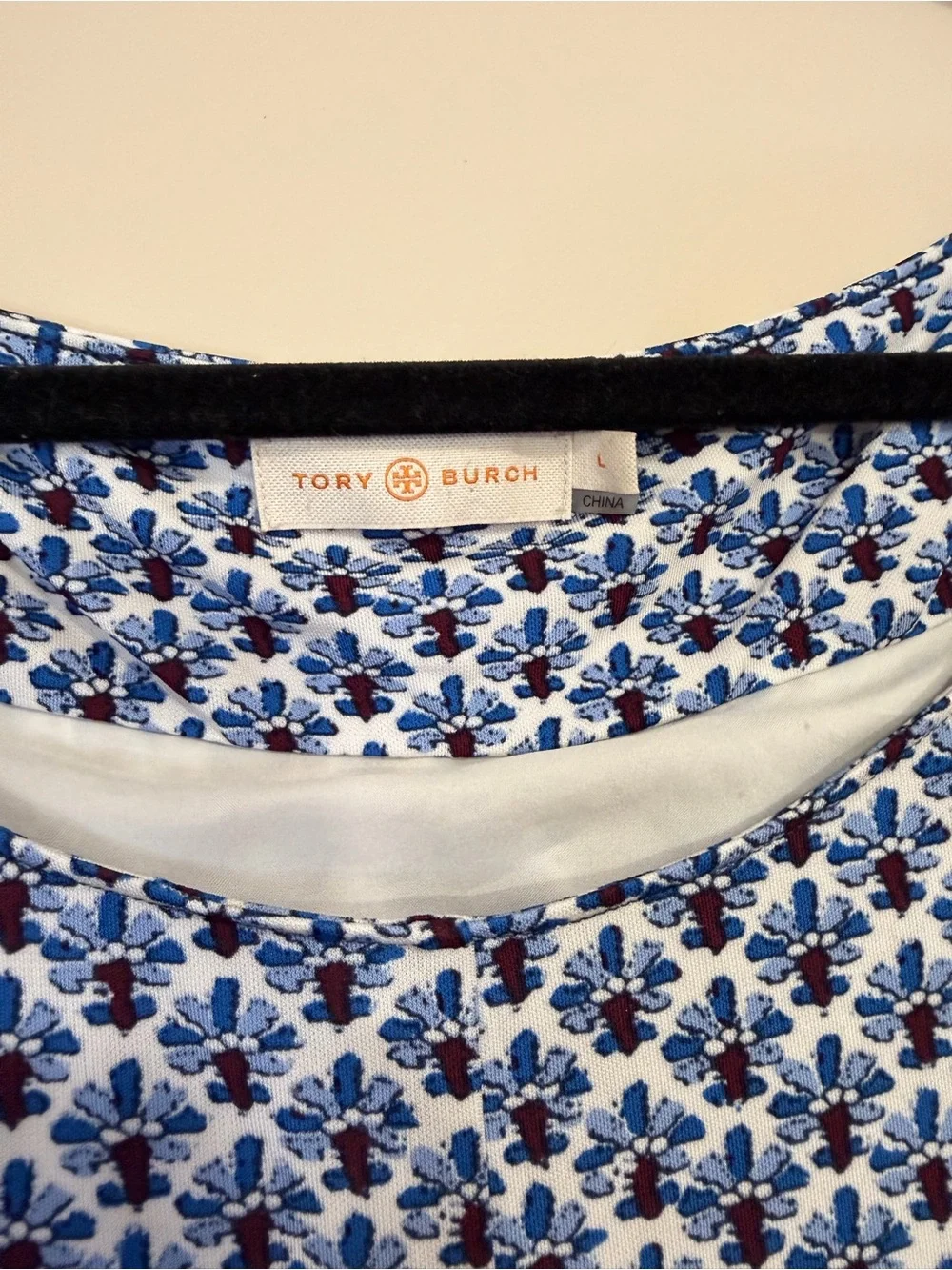 Tory Burch Porter Dress - Navy and White Printed Sheath - Size L